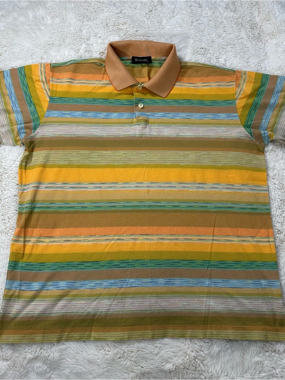 St. Croix Polo Shirt Medium Rockabilly Mercerized Cotton 80’s Golf Preppy Multi